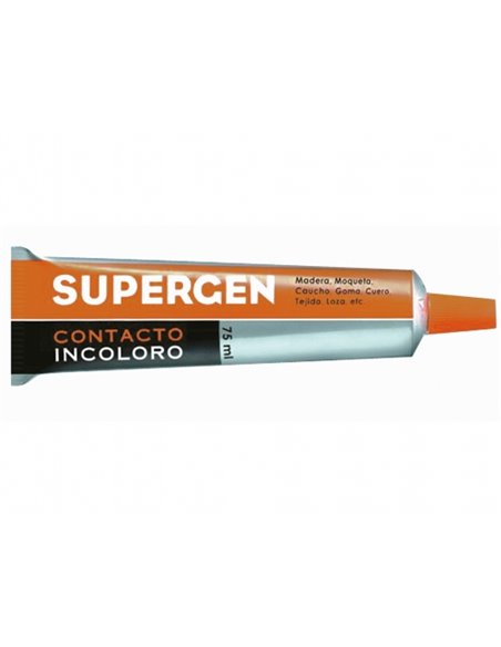 Colle de contact Supergen incolore 75 ml - Séchage rapide - Sans toluène - Résistance au vieillissement et aux UV