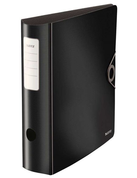 Classeur à levier Leitz Active Solid format A4 - Dos arrondi 75 mm - Mécanisme 180° - Fermeture par élastique - Noir
