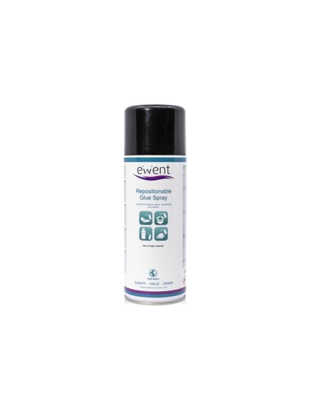Spray adhésif repositionnable Ewent - Séchage rapide - 395 g - Couleur transparente
