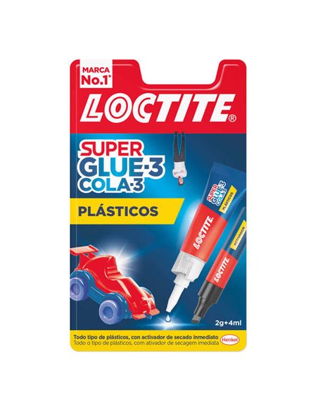 Colle Loctite Superglue-3 pour plastiques résistants 2 g + activateur 4 ml - Colle transparente et liquide - Formulée pour plast
