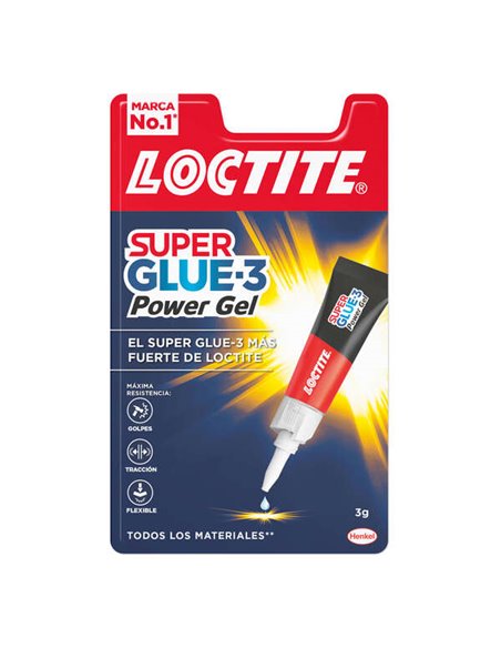 Loctite Superglue-3 Power Gel 3 g - Adhésif instantané flexible et extra fort - Formule gel enrichie en particules de caoutchouc