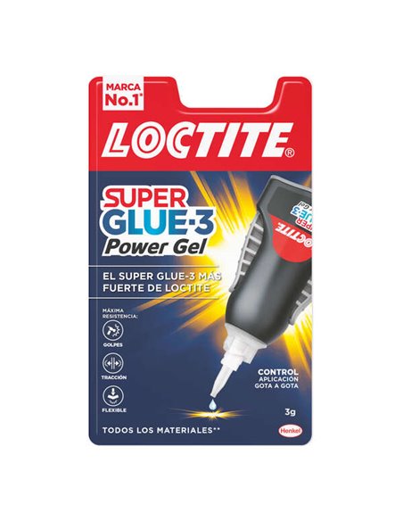 Loctite Superglue-3 Control Power Gel 3 g - Adhésif instantané flexible et extra fort - Résistant aux chocs, à la torsion et aux