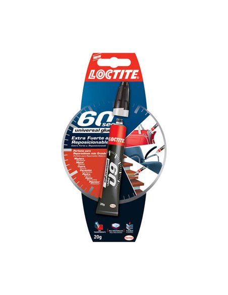 Colle extra forte Loctite 60Sec 20 g - Adhère en 60 secondes - Adhésif gel transparent repositionnable - Idéal pour les surfaces