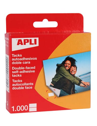 Lot de 1 000 punaises autocollantes double face Apli - Format 12 x 16 mm - Idéales pour travaux manuels et albums - Sans acide