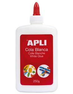Colle blanche Apli en flacon de 250 g - Séchage rapide - Résistante à l'eau - Idéale pour les travaux manuels et scolaires