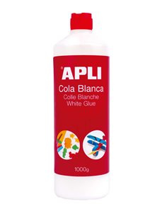 Colle blanche Apli en flacon avec applicateur 1 kg - Séchage rapide - Résistante à l'eau - Sans solvant - Non toxique