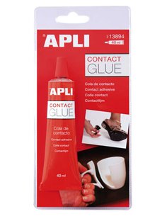 Colle de contact Apli en tube de 40 ml - Séchage rapide - Résistante à l'eau et à la chaleur - Transparente