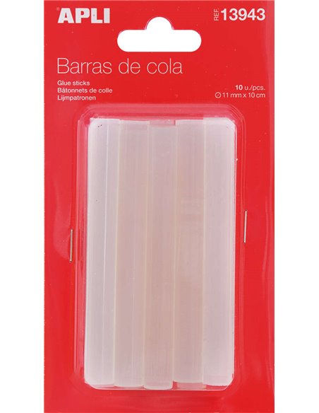 Lot de 10 bâtons adhésifs thermofusibles Apli Ø 11 mm x 10 cm - Compatible avec les pistolets Ø 11 mm - Précision et propreté