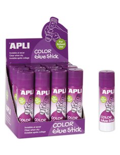 Bâton de colle Apli 21 g - Application facile - Non toxique - Couleur lilas, mais une fois sec, il devient invisible