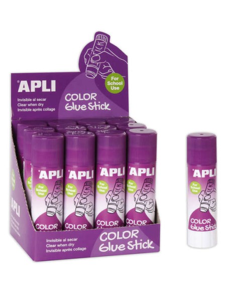 Bâton de colle Apli 21 g - Application facile - Non toxique - Couleur lilas, mais une fois sec, il devient invisible