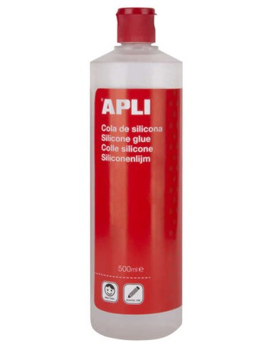 Silicone scolaire Apli 500 ml - Sans méthanol - Conforme à la norme UNE-EN 71 partie 5 - Collage efficace du caoutchouc EVA, des