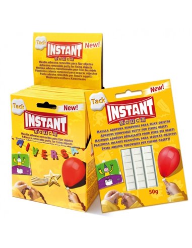 Pack de mastic adhésif blanc Instant Educa 50 g - Solide, propre et amovible - Blanc