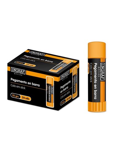 Bâton de colle solide Ingraf 20 g - Sans solvant - Application facile - Idéal pour le bureau, la maison et l'école - Couleur tra