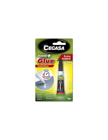 Colle instantanée Cegasa Power Glue 3 g - Séchage rapide - Haute résistance - Application facile - Couleur transparente
