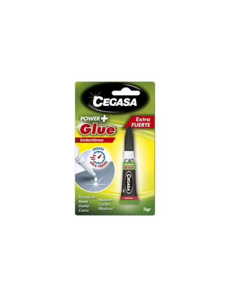Colle instantanée Cegasa Power Glue 3 g - Séchage rapide - Haute résistance - Application facile - Couleur transparente