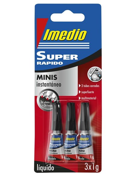 Colle instantanée Imedio Super Rapide, pack de 3 tubes de 1 g - Transparent - Multi-matériaux