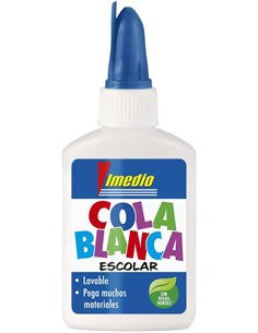 Colle scolaire blanche Imedio 40 g - Sans solvant - Flacon souple idéal pour les enfants - Avec spatule intégrée