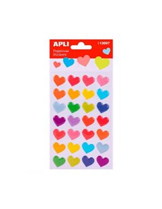 Sachet d'autocollants en forme de cœur Apli - Imprimés colorés - Finition feutre - Adhésif permanent - Stimule la créativité et 