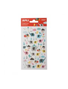 Sachet d'autocollants Apli Elephant - Finition époxy - Adhésif permanent - Idéal pour le scrapbooking et la décoration - Encoura