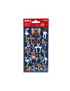 Sachet d'autocollants Apli Flamingo - Finition mate - Adhésif permanent - Idéal pour le scrapbooking et la décoration - Stimule 