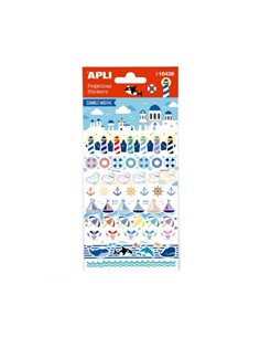 Sachet d'autocollants Apli Summer - Thème nautique - 58 autocollants - Adhésif permanent - Idéal pour le scrapbooking et la déco