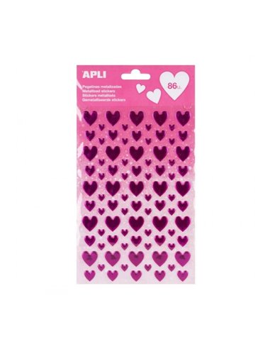 Sachet d'autocollants cœur Apli - Adhésif permanent - Idéal pour le scrapbooking - Décoration d'albums et de cartes - Stimule la