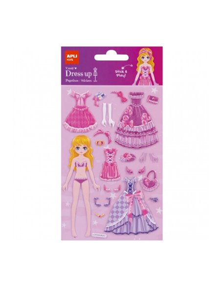 Sac de bonbons autocollants 3D Apli Dress Up - Autocollants amovibles - Scène incluse - Encourage la créativité et les compétenc