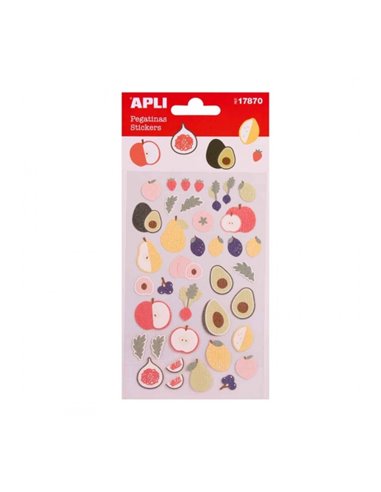 Sachet d'autocollants Apli Fruit - Finition époxy - Adhésif permanent - Idéal pour le scrapbooking et la décoration - Encourage 