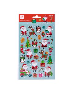 Sachet Apli avec 31 autocollants Père Noël - Adhésif permanent - Motifs assortis - Idéal pour décorer cadeaux et cartes