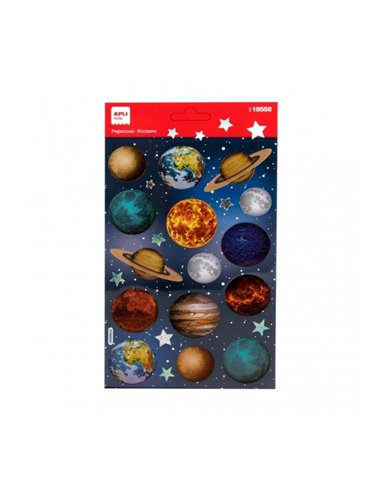 Sachet d'autocollants Apli Planet - Holographique - Adhésif permanent - Idéal pour le scrapbooking et la décoration - Stimule la