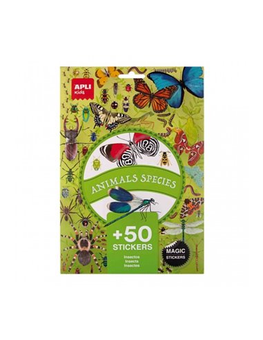 Pack de 50 autocollants insectes Apli - Amovibles - Éducatifs - Développe la motricité fine - Images réalistes