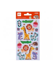 Sachet Apli avec 22 autocollants Animaux Party - Adhésif permanent - Idéal pour le scrapbooking - Stimule la créativité et la mo