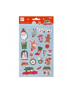 Sachet Apli avec 22 autocollants de Noël en forme de rennes - Adhésif permanent - Motifs assortis - Idéal pour décorer cadeaux e