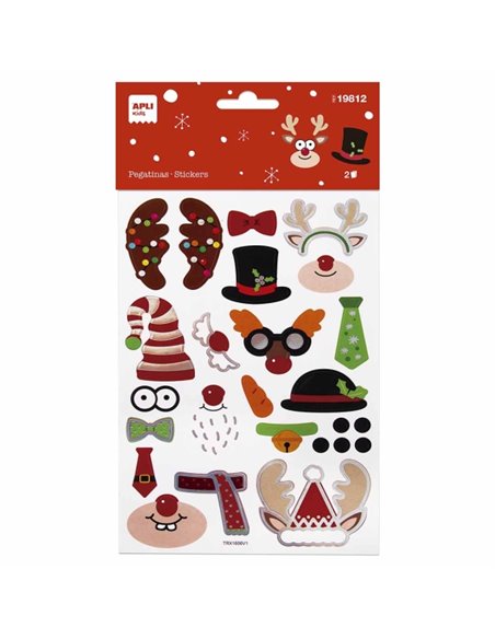 Sachet Apli avec 35 autocollants de Noël Modèle de construction de Noël - Adhésif permanent - Motifs de Noël