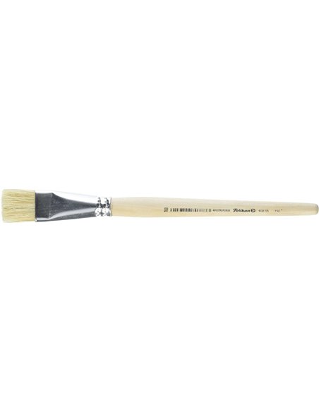 Pinceau Pelikan série 613F n° 18 - Poils naturels - Pour couleurs pâteuses - Huile, acrylique et tempera - Manche en bois