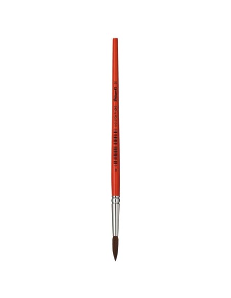 Pinceau Pelikan Série 23 n° 3 - Pointe ronde en poils de poney naturels - Manche en bois verni - Virole en aluminium antirouille