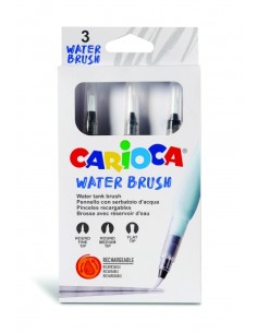 Lot de 3 pinceaux à eau rechargeables Carioca - Réservoir facile à remplir - Idéal pour l'école - 3 tailles différentes - Différ