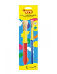 Pack de pinceaux géants Jovi : 1 pinceau moyen + 1 pinceau épais - Poils naturels - Manche en plastique - Anti-goutte - Nettoyag