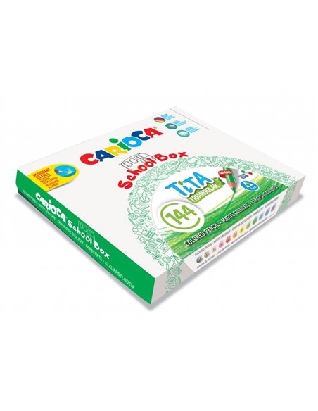 Carioca Tita Lot de 144 crayons triangulaires en résine - Mine 4 mm, sûrs et durables - Couleurs vives et lavables - Écriture do