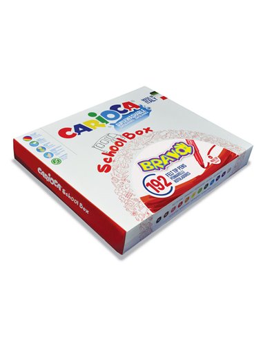 Pack de 192 marqueurs Carioca Bravo - Pointe Maxi bloquée 6 mm - Corps Maxi Octogonal - Encre super lavable - Capuchon ventilé -