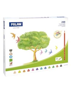 Lot de 288 crayons de couleur triangulaires Milan - Mine 2,9 mm - Ergonomiques - Incassables - Couleurs assorties