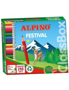 Lot de 288 crayons de couleur hexagonaux Alpino Festival - Mine 3 mm - 12 couleurs x 24 unités - Idéal pour les écoles - Couleur