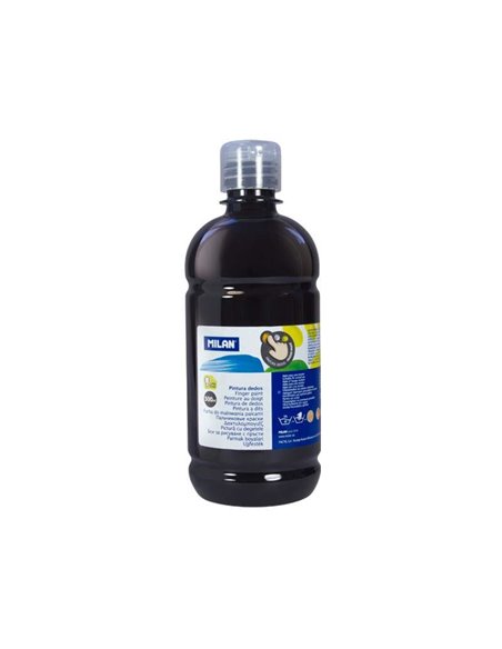 Flacon de peinture pour doigts Milan - 500 ml - Application facile - Miscible - Noir
