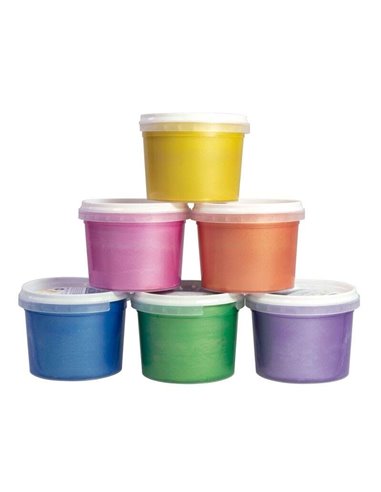 Lot de 6 pots de peinture au doigt Milan - 100 ml - Application facile - Miscible - Couleurs métalliques assorties