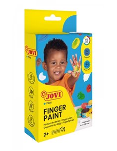 Coffret de 6 pots de peinture pour les doigts Jovi - Couleurs miscibles - Texture gélatineuse - Lavable - Sans gluten - Non toxi
