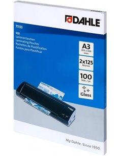 Lot de 100 pochettes de plastification brillantes Dahle A3 - 125 microns - Haute qualité - Transparentes