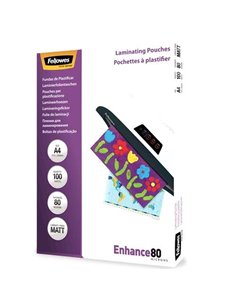 Fellowes Lot de 100 pochettes de plastification mates A4 - 80 microns - Haute qualité - Transparentes
