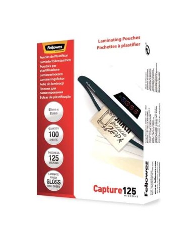 Fellowes Lot de 125 pochettes de plastification brillantes 65 x 95 mm - 125 microns - Haute qualité - Transparentes