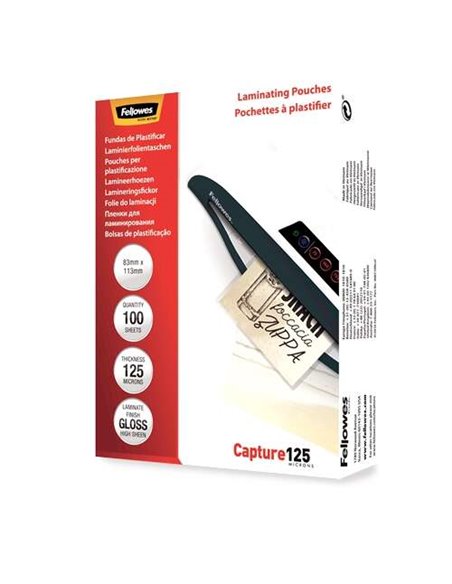 Fellowes Lot de 100 pochettes de plastification pour cartes 83 x 113 cm - 125 microns - Haute qualité - Transparent