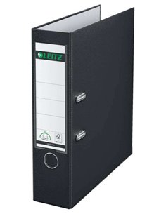 Classeur à levier Leitz 180° format A4 - Dos 80 mm - Œillet, anneau et porte-cartes sur le dos - Carton plastifié - Coins métall